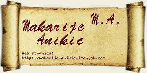 Makarije Anikić vizit kartica